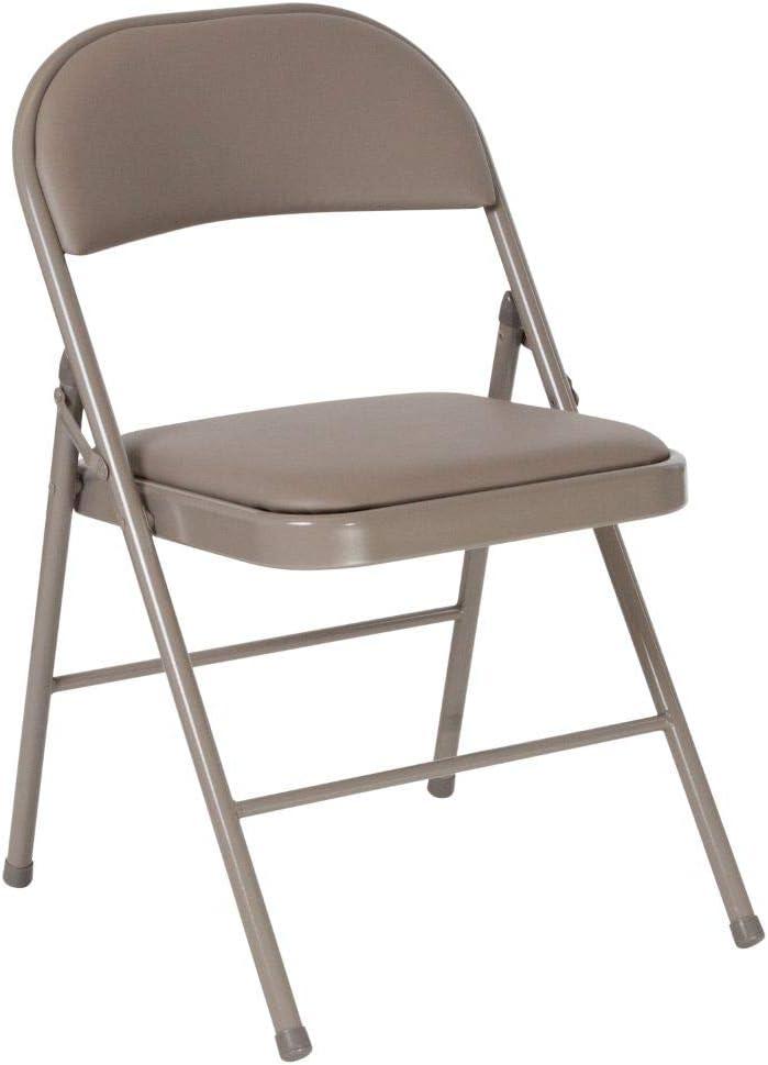 Hercules Series Double Braced Gray Vinyl Metal Folding Chair - 4 Pack