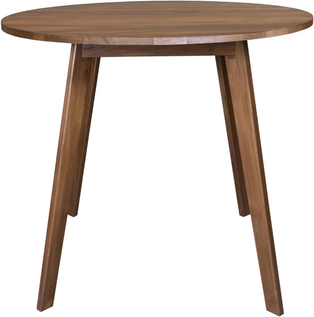 Homestock Nordic Haven Genuine 36" Round Dining Table With Solid Homestock Gum - Walnut - Dining Furniture, Elegant Design, Sturdy Construction, Easy Assembly