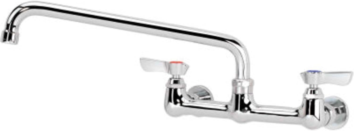 Chrome Commercial Wall Mount Faucet with 12" Swing Spout