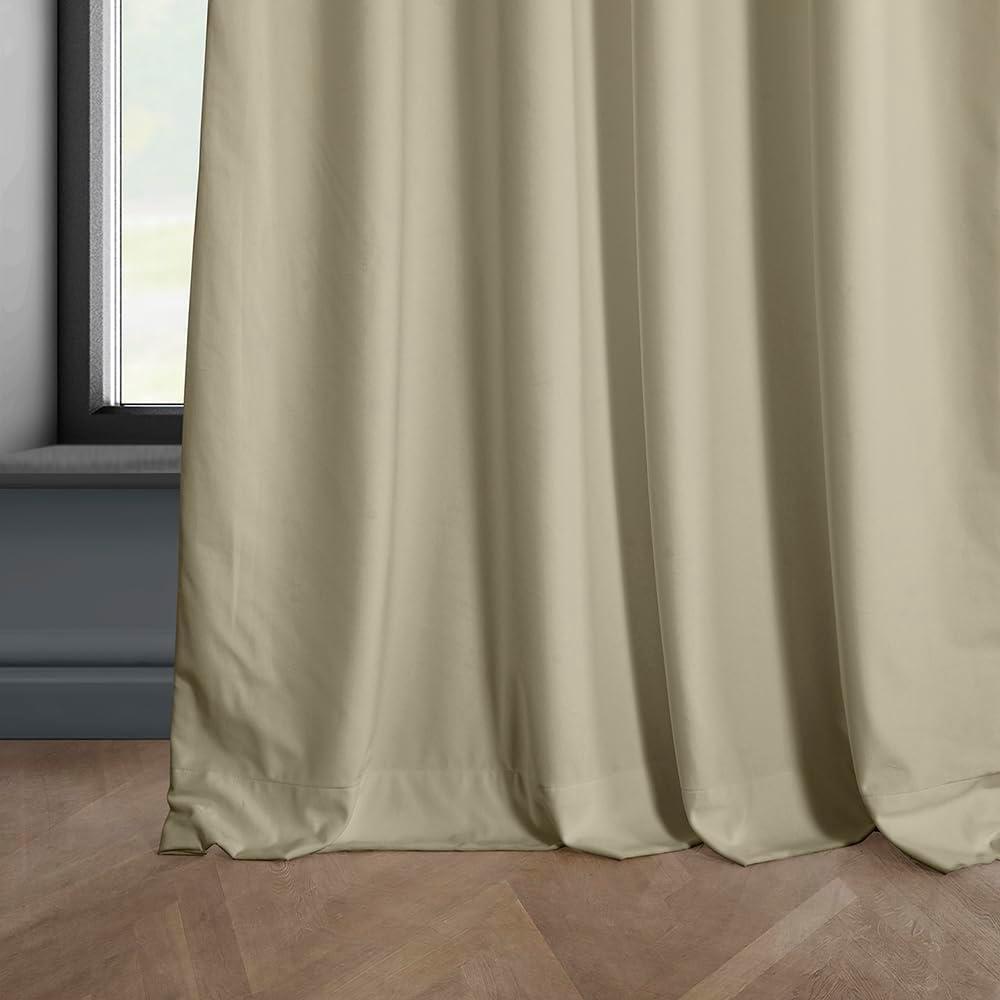 HPD Half Price Drapes Heritage Plush Velvet Curtains 84 Inches Long Room Darkening Curtains for Bedroom & Living Room 50W x 84L, (1 Panel), Macchiato Beige