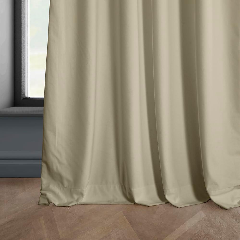 HPD Half Price Drapes Heritage Plush Velvet Curtains 84 Inches Long Room Darkening Curtains for Bedroom & Living Room 50W x 84L, (1 Panel), Macchiato Beige