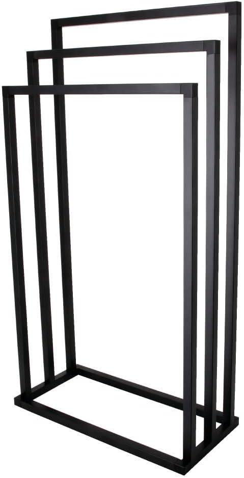 Matte Black Steel 3-Tier Freestanding Towel Rack