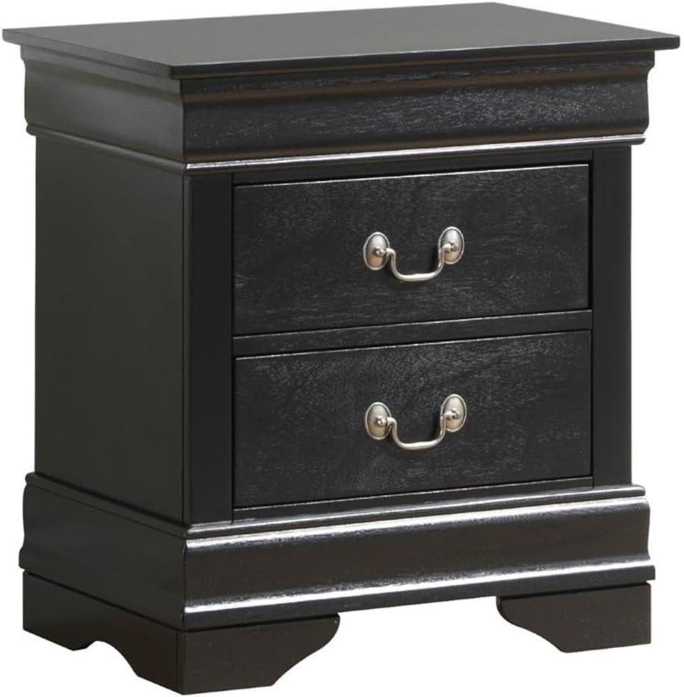Glory Furniture Louis Phillipe 2 Drawer Nightstand in Silver Champagne
