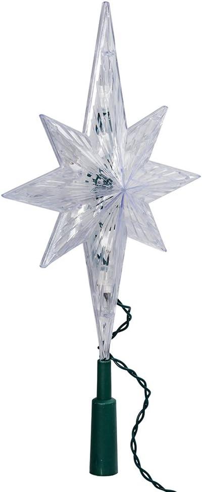 Clear Plastic 11-Inch Bethlehem Star Tree Topper with Lights