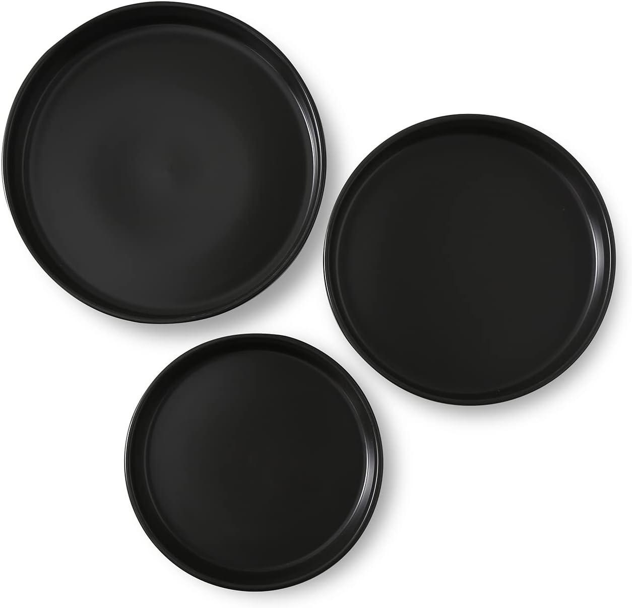 Black Ceramic 3-Piece Serving Bowl Set