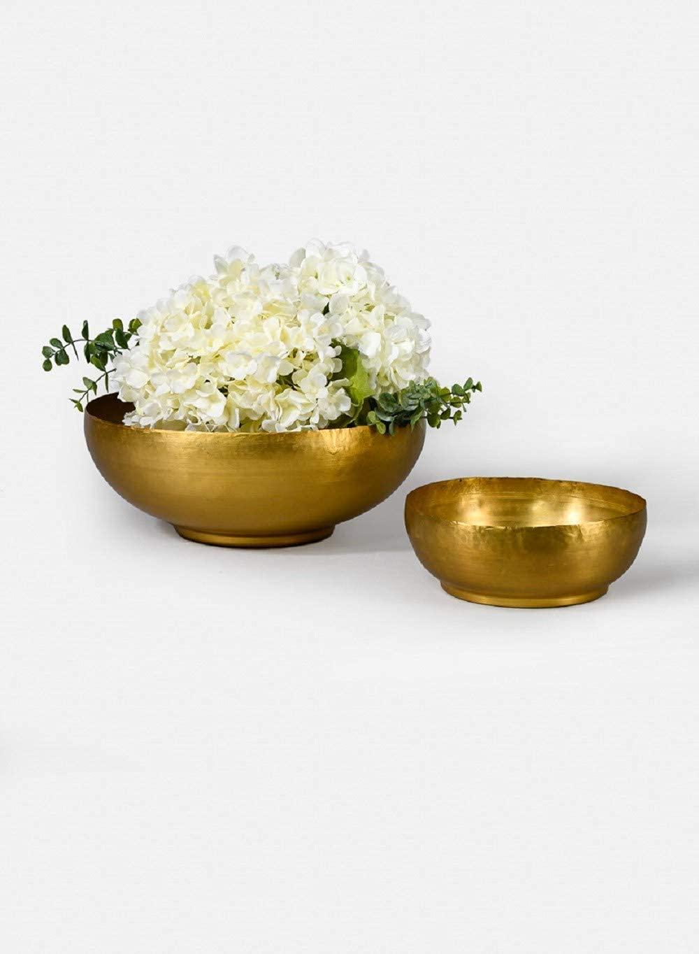 Serene Spaces Living Lightweight Antique Brass Decorative Bowl - Elegant Potpourri Catchall for Diwali Home Décor, Entryway and Dining Table, 2.75" Tall & 7.5" Diameter