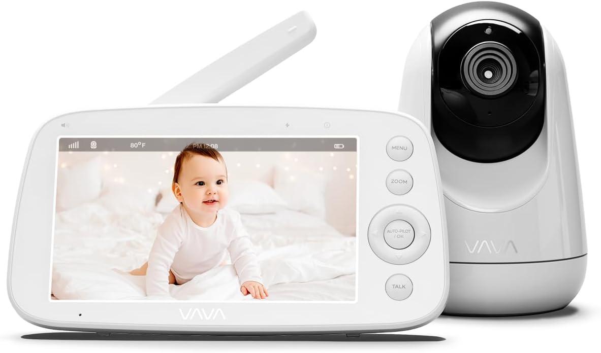 VAVA 5" White HD Video Baby Monitor with Night Vision