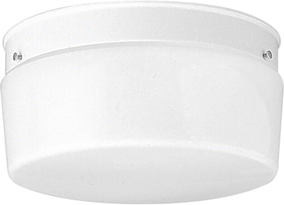 Progress Lighting Airpro 2-Light Flush Mount Ceiling Fixture, White Finish, White Glass Shade
