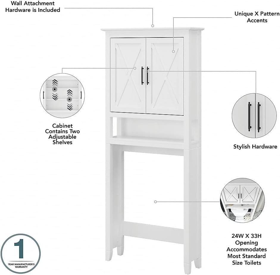 Bush Furniture Key West Over The Toilet Storage Cabinet in White Ash