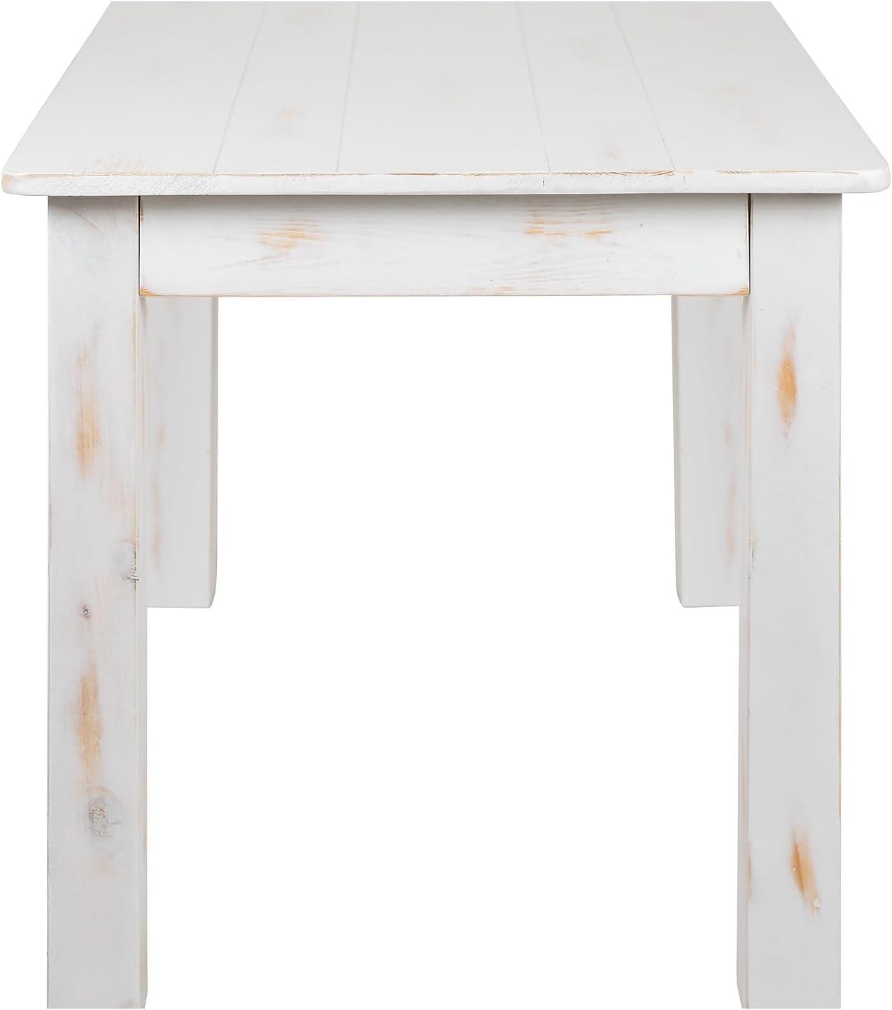 Flash Furniture HERCULES Series 46" x 30" Rectangular Antique Rustic White Solid Pine Farm Dining Table