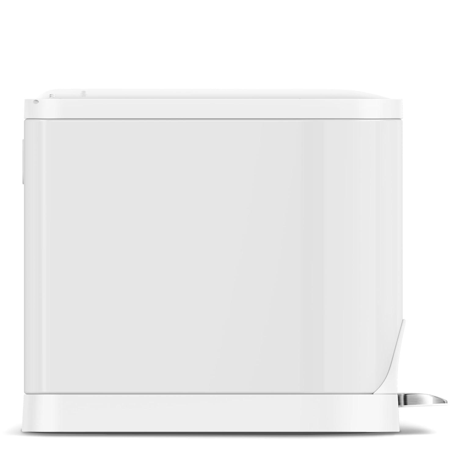 Simplehuman 10 Liter Butterfly Lid Bathroom Trash Can, White Steel