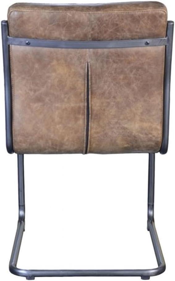 Ansel Transitional Leather Upholstered Side Chair in Light Brown