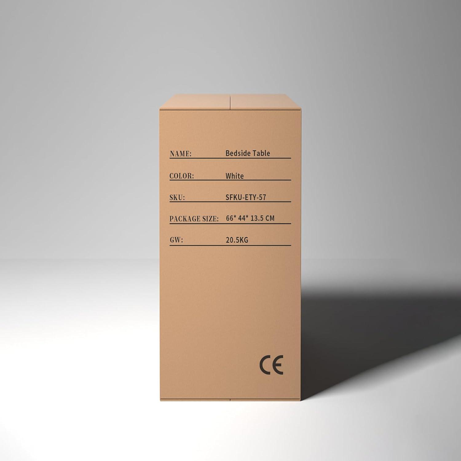 White High Gloss 3-Drawer Nightstand with LED Lights