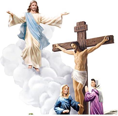 The Bradford Exchange Thomas Kinkade The Life of Christ Hand Painted Sculptural Masterpiece A Celebration of His Infinite Love Religious Statue Illustrating 5 Biblical Life Events of Jesus 12"-Inches