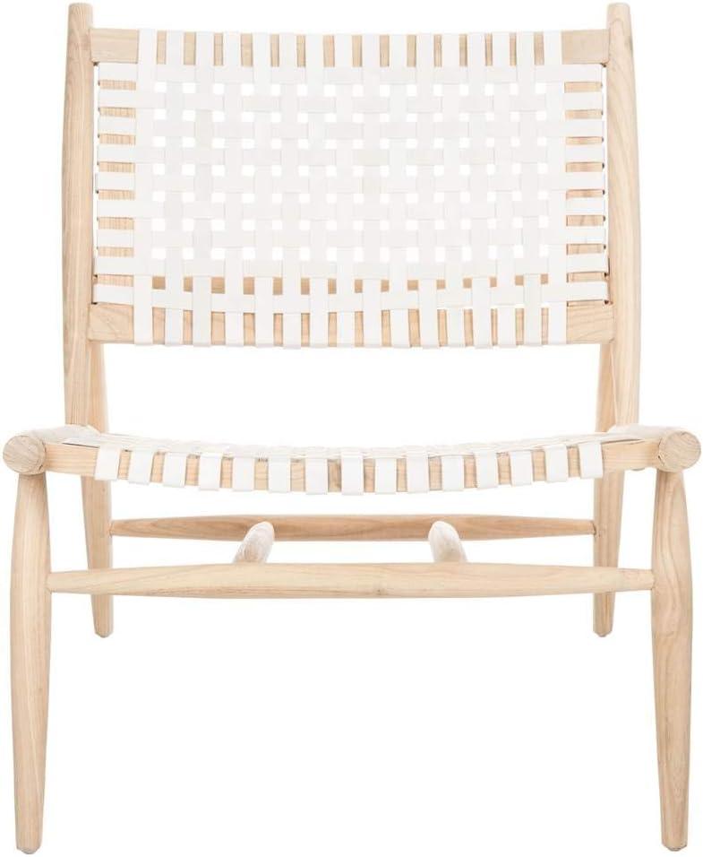 Soleil Leather Woven Accent Chair  - Safavieh