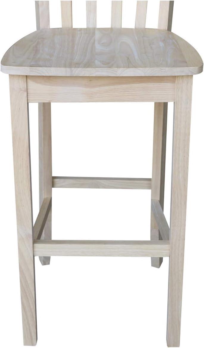 Solid Parawood Slatback Barstool 46" Unfinished Traditional Design