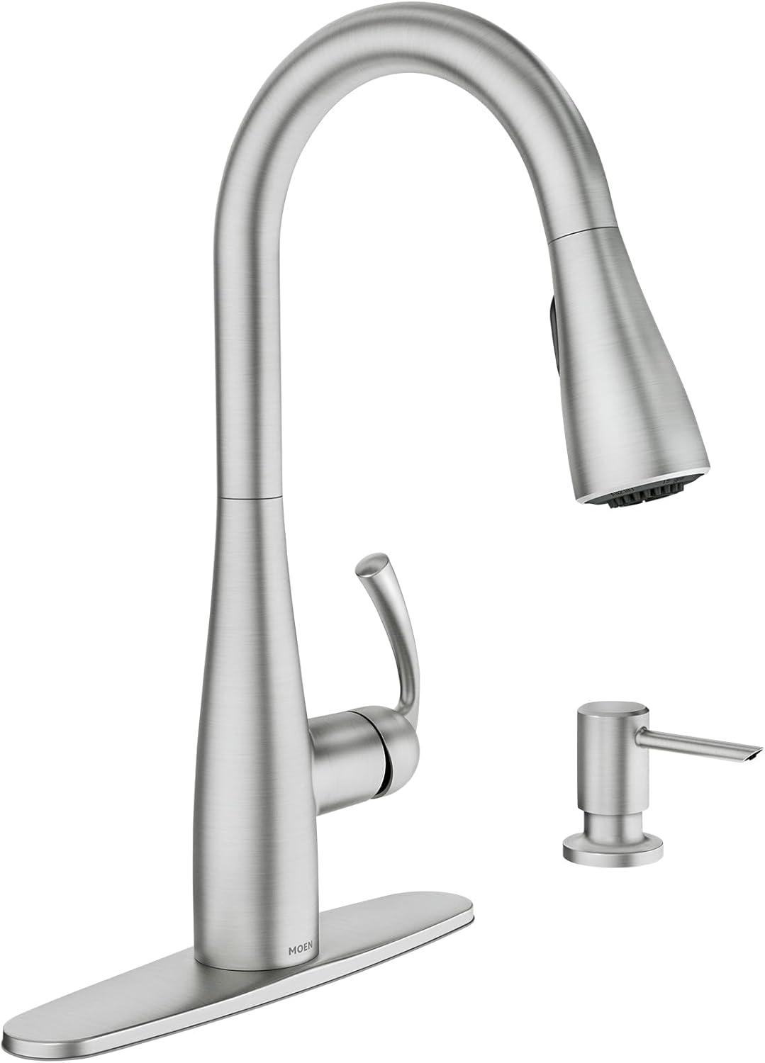 Essie Spot Resist Stainless Steel Pull-Down Kitchen Faucet with Soap Dispenser