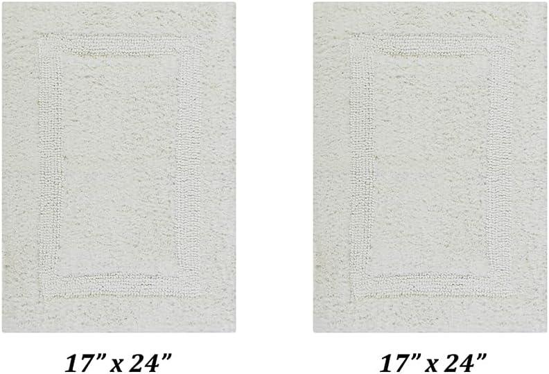 Better Trends Lux 100% Cotton Tufted Solid Reversible Bath Rug Set 2 PC (17" x 24" | 17" x 24") - Ivory