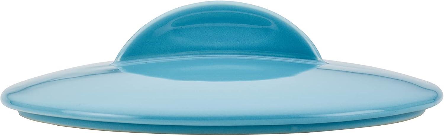 Rachael Ray Solid Glaze Ceramic 3pk Round Casserole Set with Shared Lid Agave Blue: Bakeware with Lid, Even-Heating