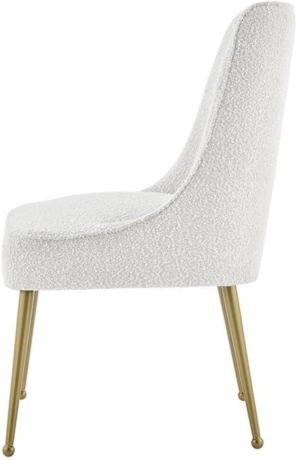 Cedric Fabric Dining Side Chair Gold Legs, (Set of 2) Beige