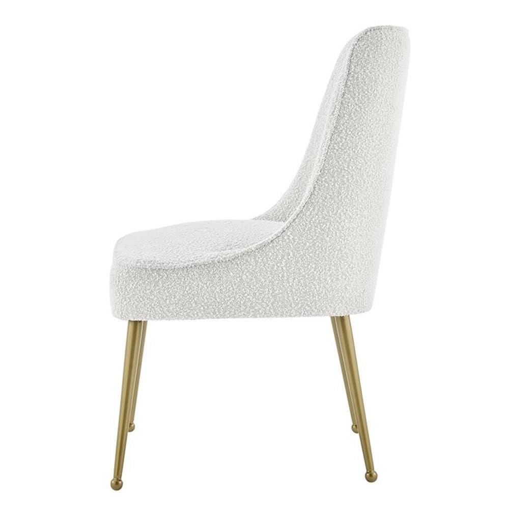 Cedric Fabric Dining Side Chair Gold Legs, (Set of 2) Beige
