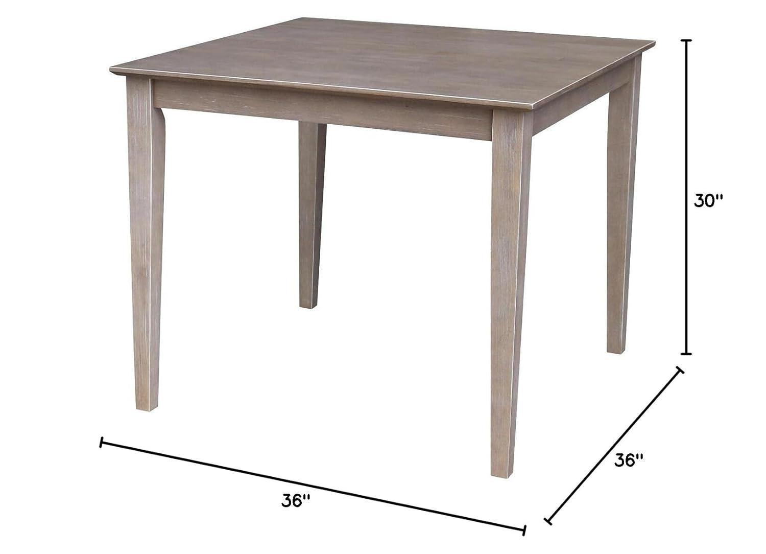 Solid Wood 30" X 30" Counter Height Table Washed Gray Taupe - International Concepts: Parawood, Square, Pedestal Base