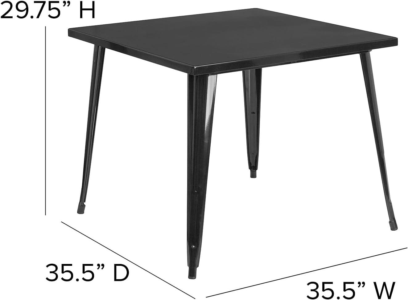 Flash Furniture Commercial Grade 35.5" Square Black Metal Indoor-Outdoor Table