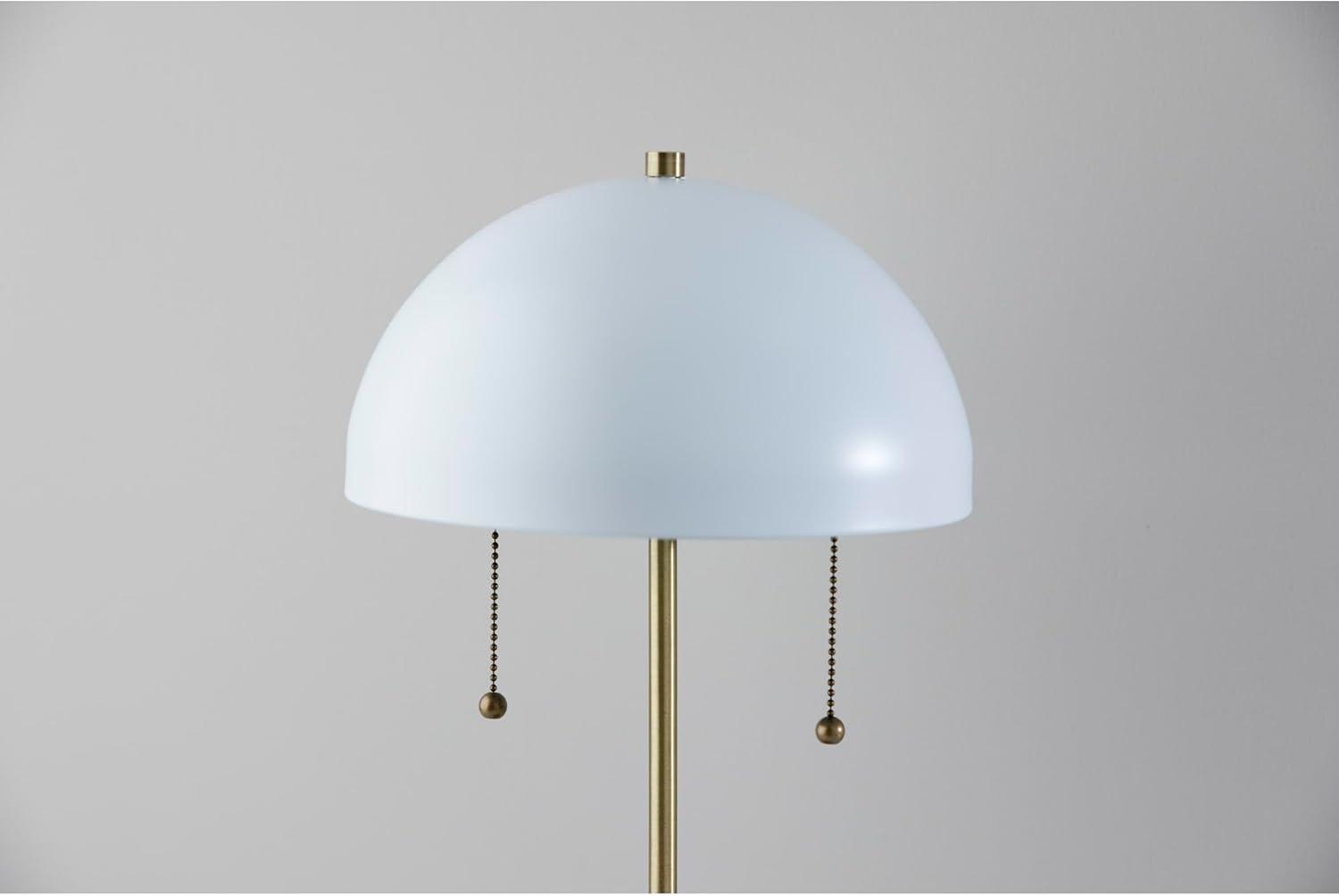 Adesso Bowie Table Lamp, Antique Brass & White, Electronic, Painted White Metal Shade