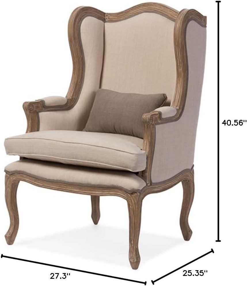 Baxton Studio Oreille Accent Chair in Dark Beige and Brown