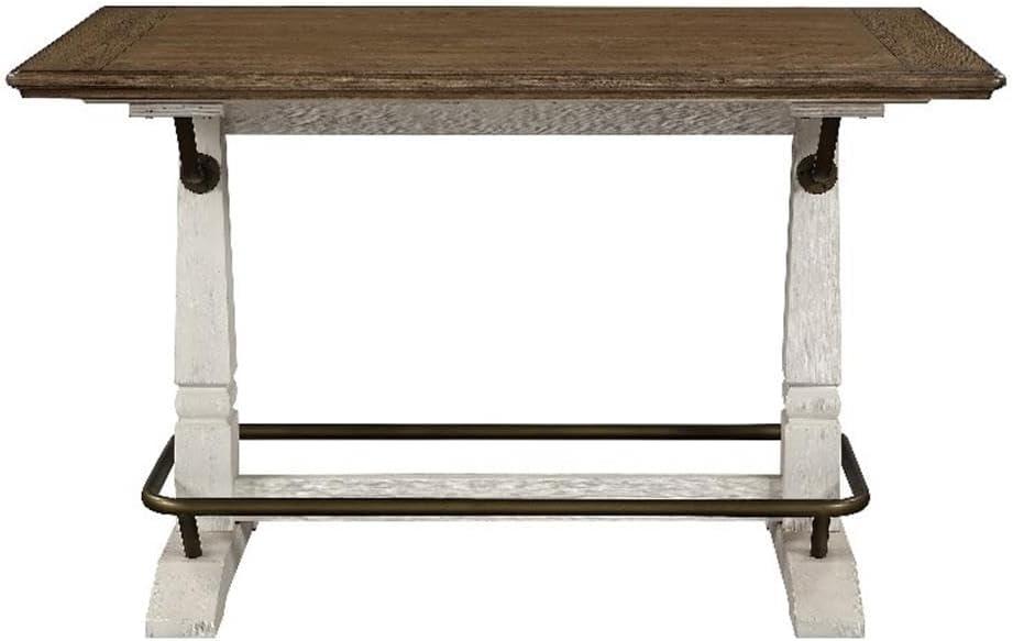 Ivory and Brown Wood Counter Height Farmhouse Gathering Table