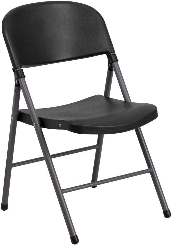 Black Metal Armless Folding Reception Chairs, Set of 2