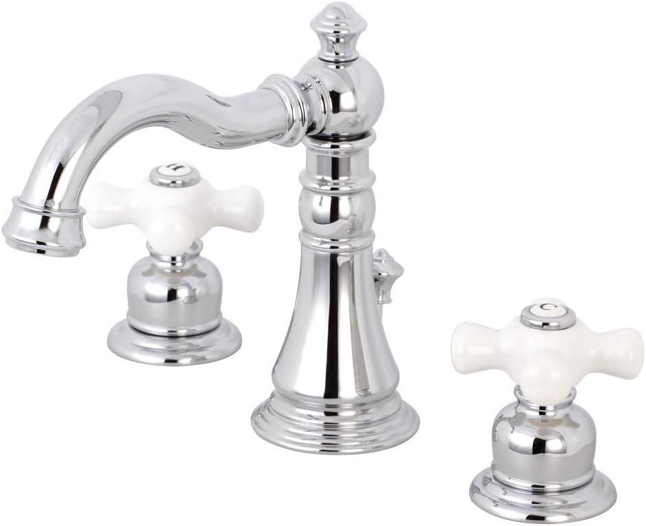 Kingston Brass FSC1971PX Kingston Brass American Classic Two-Handle 3-Hole Deck Mount Widespread Bathroom Faucet with Pop-Up Drain