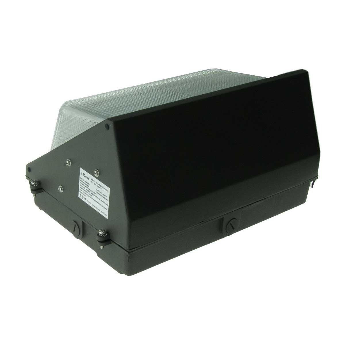 120-277V Forward Throw LED Wall Pack Light 40 watts 4843 lumens DLC and ETL with 5 Year Warranty. LED Wall Pack for Outdoor Wall and Area Lighting.