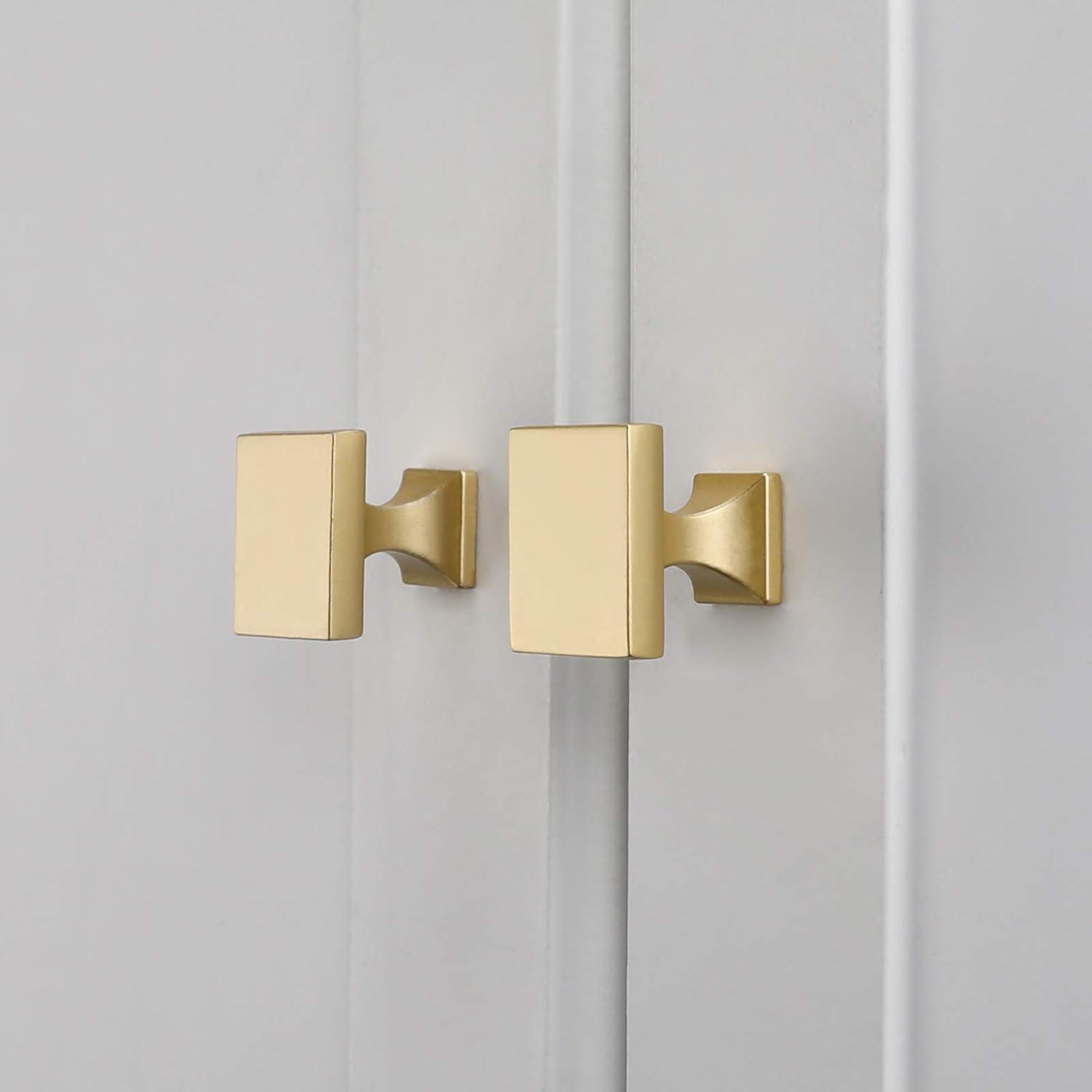Haliwu 20 Pack Gold Cabinet Knobs Brushed Brass Dresser Drawer Knobs Square Gold Kitchen Cabinet Hardware Zinc Alloy