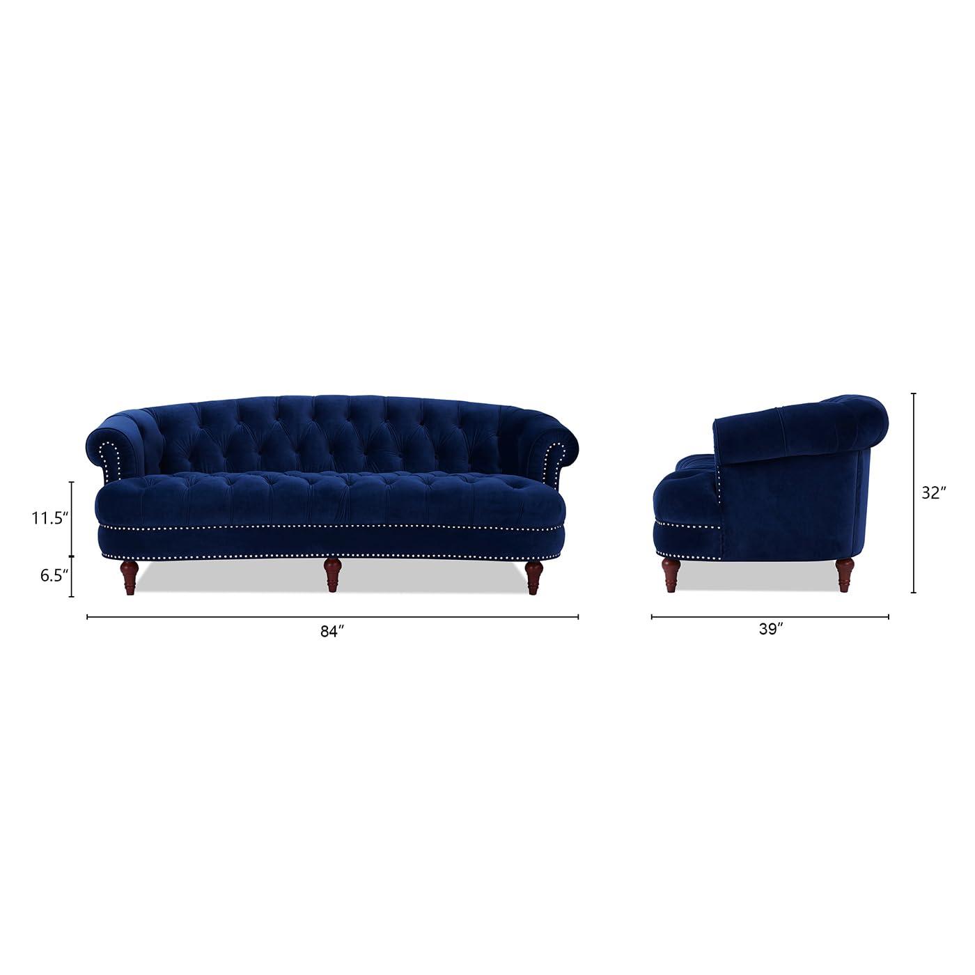 Jennifer Taylor Home La Rosa 84" Victorian Chesterfield Living Room Tufted Sofa Couch, Navy Blue