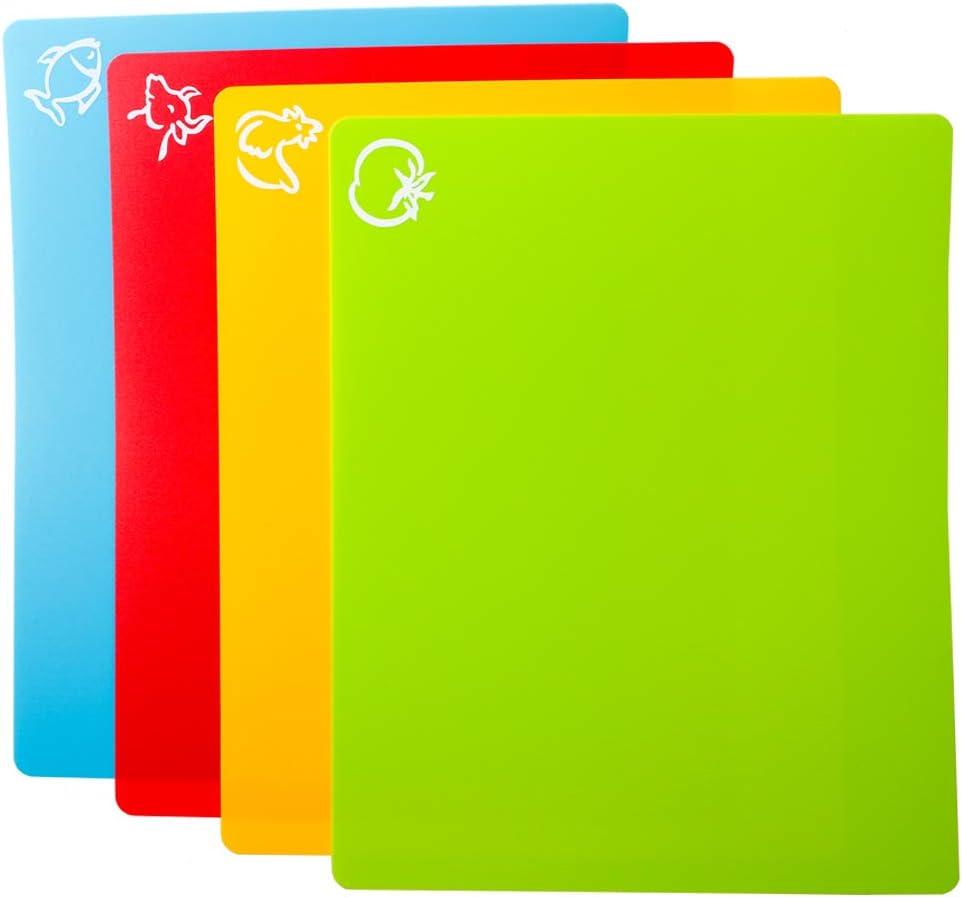 Color-Coded Flexible Plastic Chopping Mats Set of 4