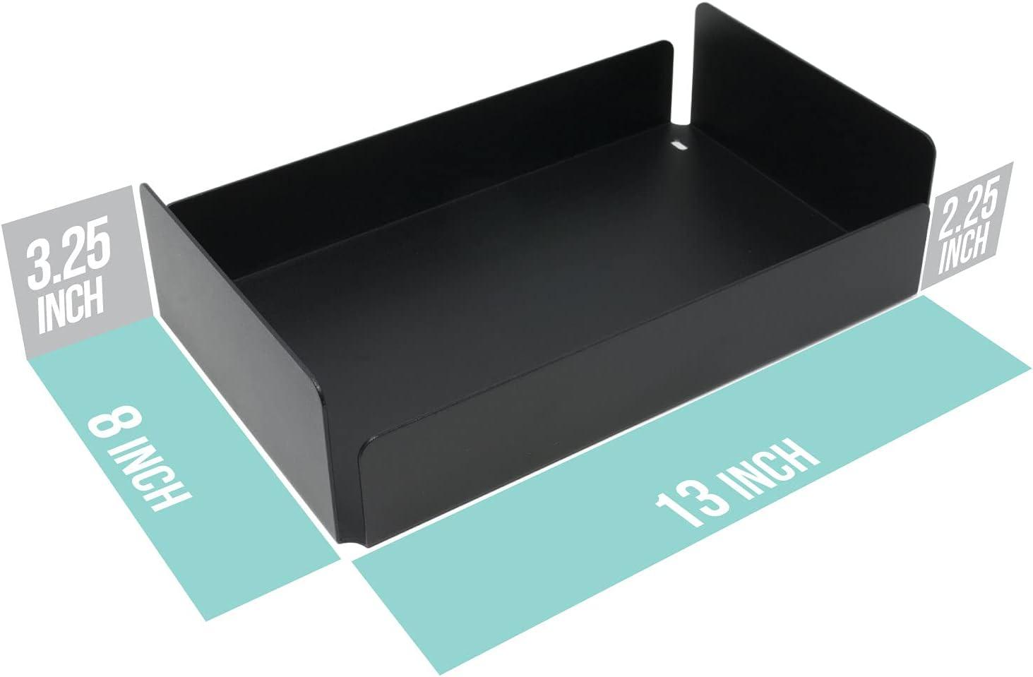 Modern Metal Tray Organizer for Bathroom Vanity Countertop Storage, Black