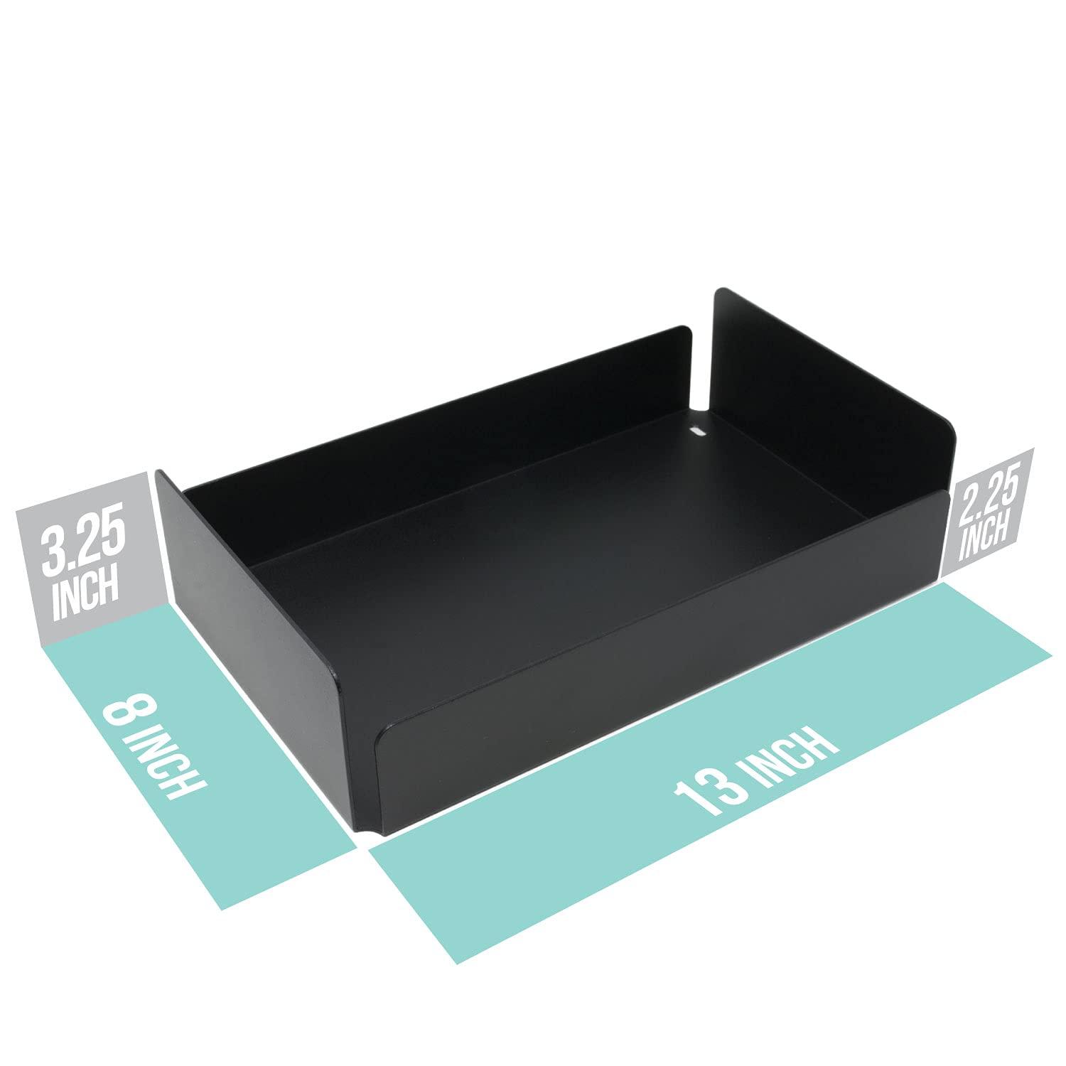 Modern Metal Tray Organizer for Bathroom Vanity Countertop Storage, Black