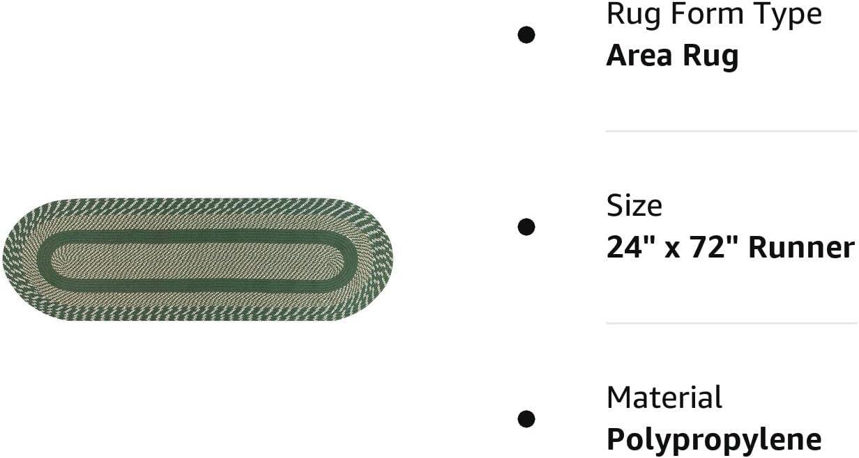 Better Trends Newport Braid Reversible Indoor Utility Rug, 100% Polypropylene, 24" x 72" Runner, Sage