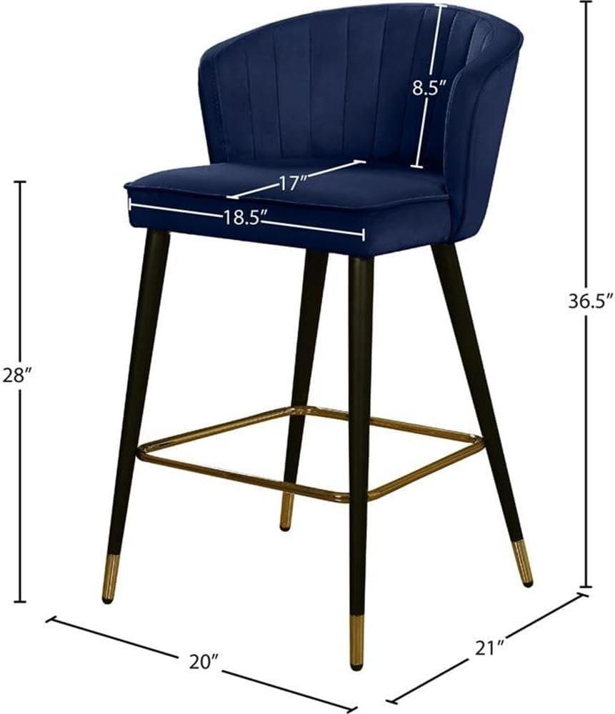 Meridian Furniture Cassie 28"H Velvet Bar Stool in Navy (Set of 2)