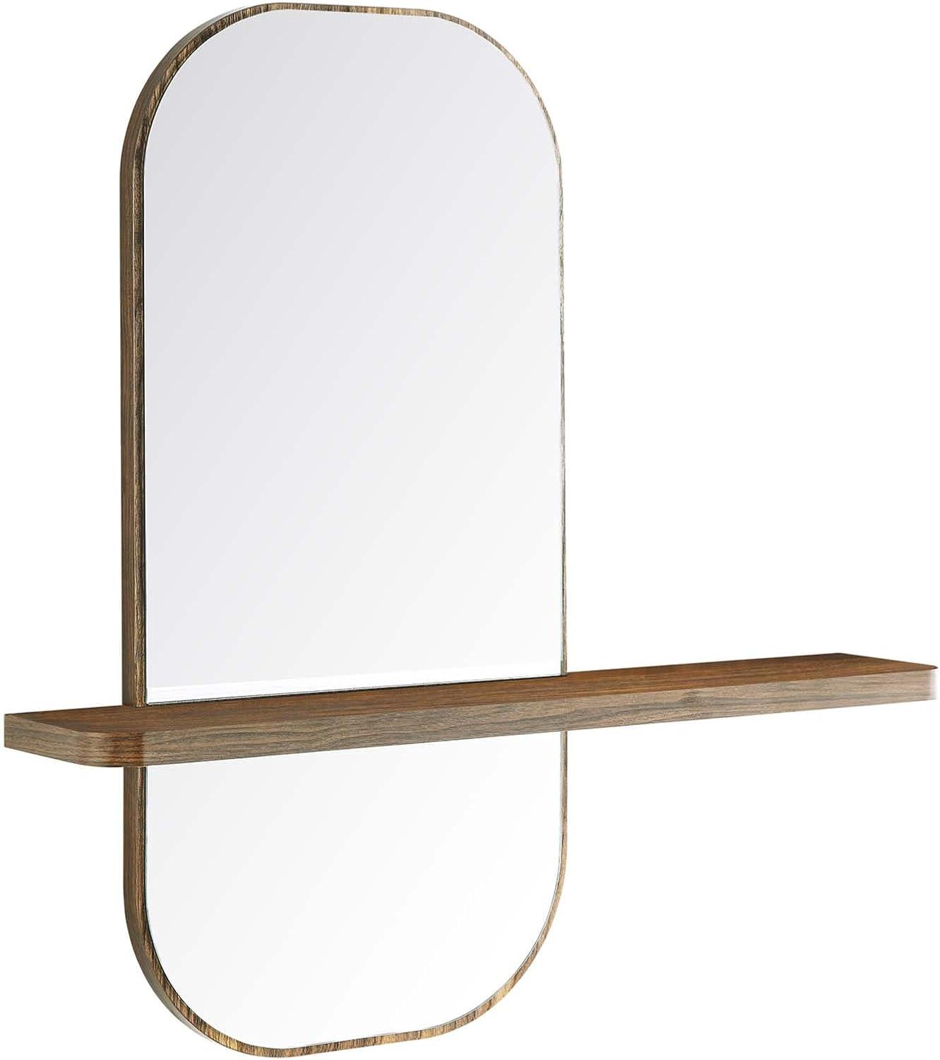 Solstice Walnut Rectangular Mirror with Shelf