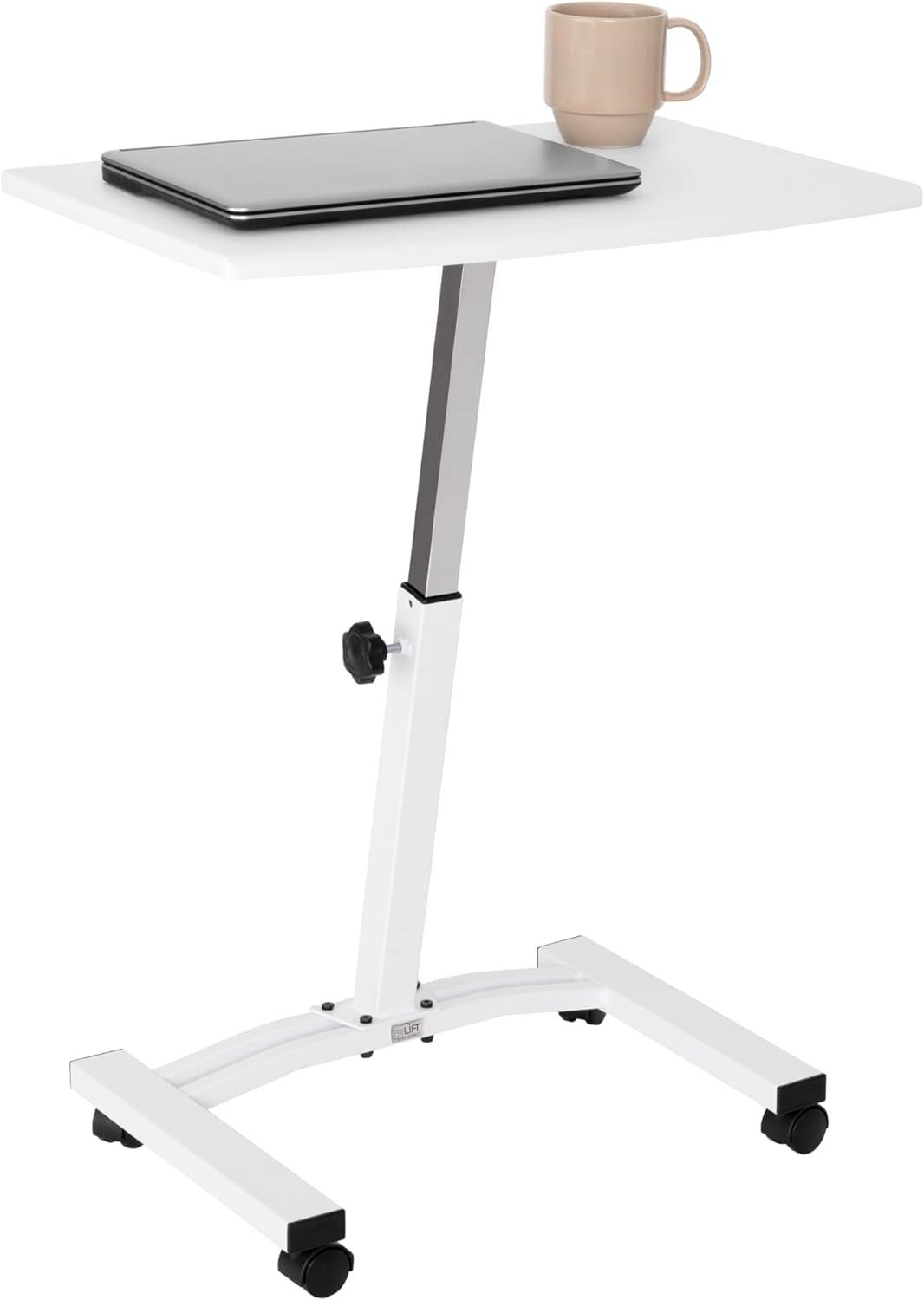 Seville Classics 23.75" Height Adjustable Mobile Laptop Desk, White