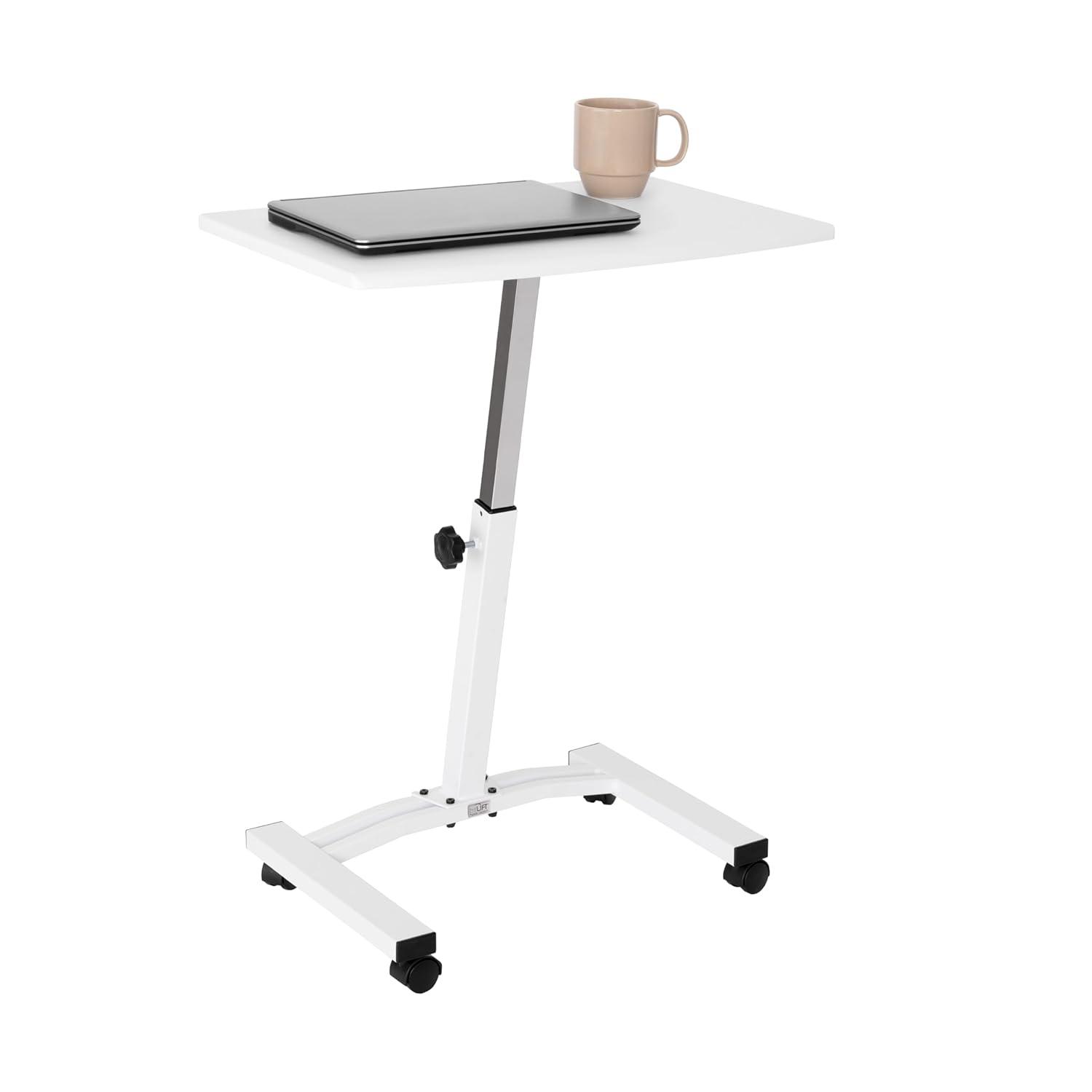 Seville Classics 23.75" Height Adjustable Mobile Laptop Desk, White
