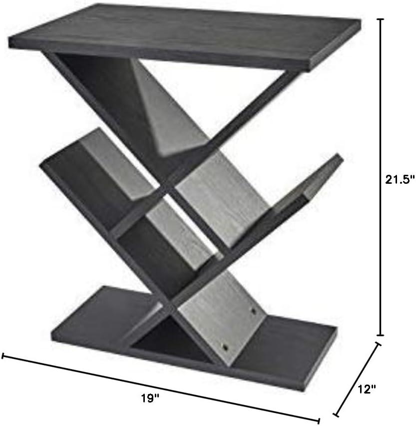 Adesso Zig Zag Accent Table Black Walnut : Mid-Century Modern, 19x12, Spot Clean, No Tools Assembly