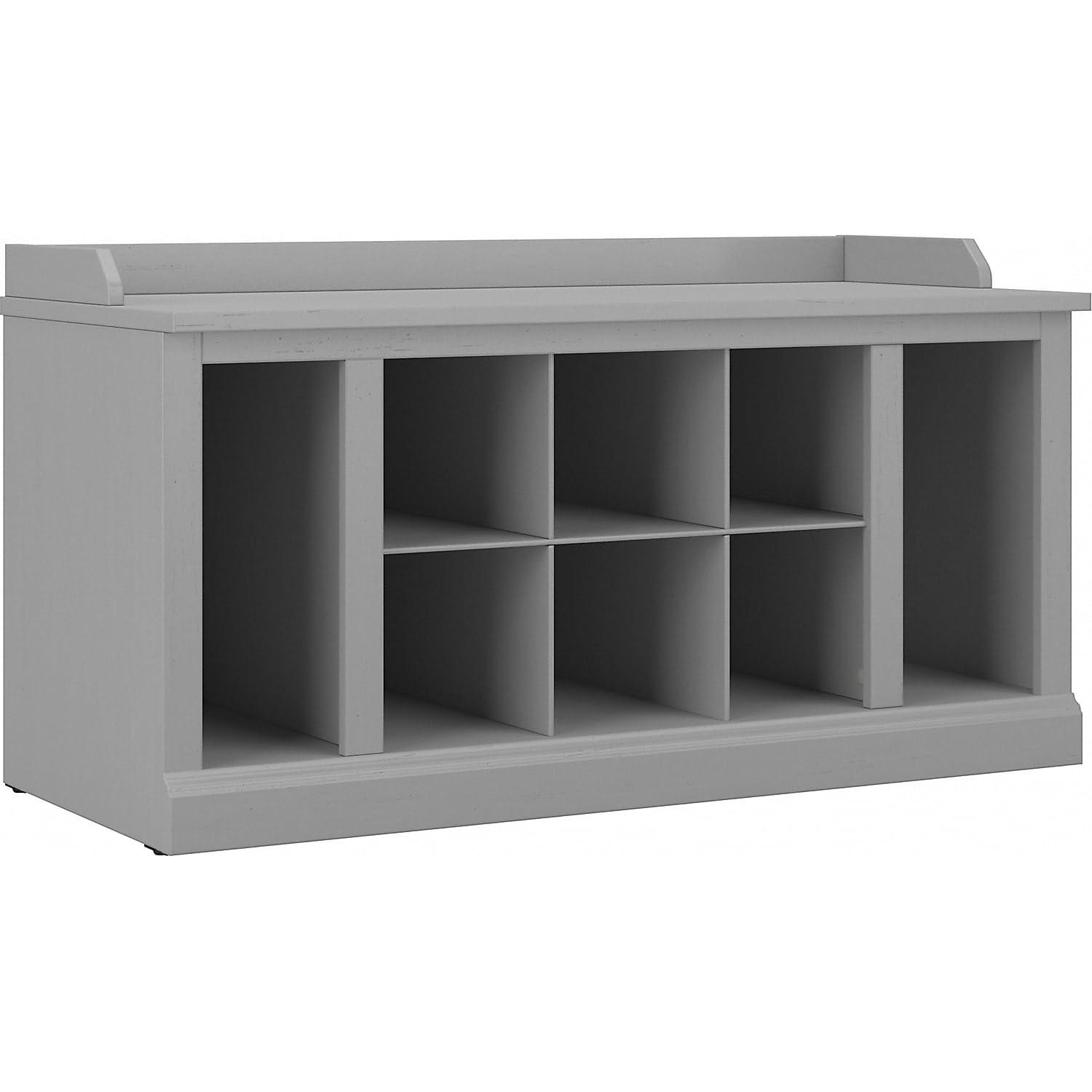 Woodland 40W Shoe Storage Bench with Shelves in Cape Cod Gray - Engineered Wood
