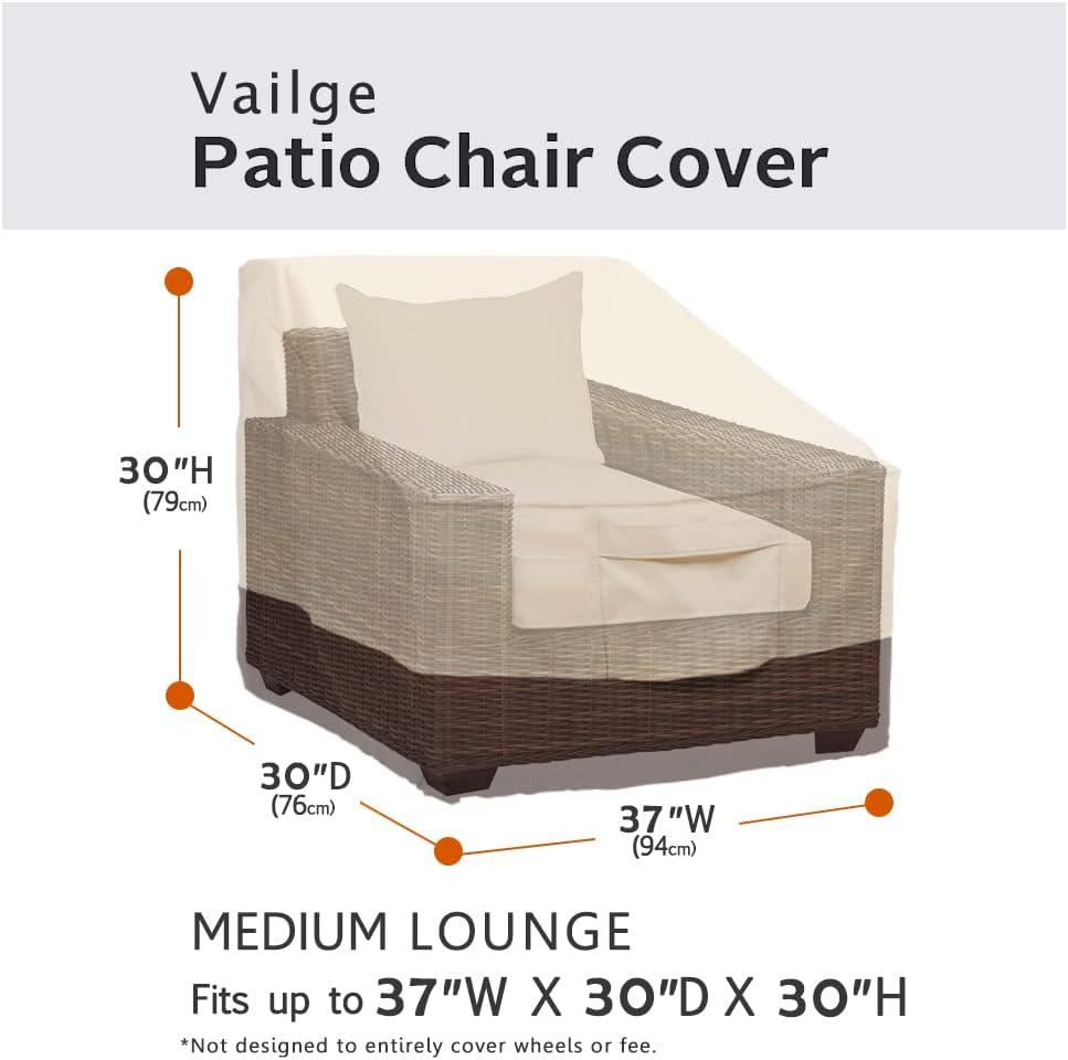 Vailge Patio Chair Covers, Lounge Deep Seat Cover, Heavy Duty and Waterproof Outdoor Lawn Patio Furniture Covers, Medium Beige & Brown