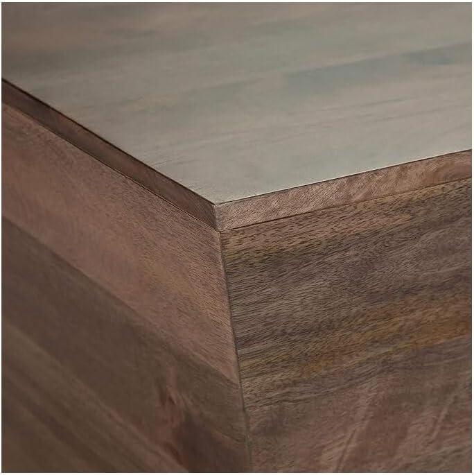 Simpli Home Abba SOLID MANGO WOOD 28 inch Wide Square Modern Coffee Table in Dark Brown, Fully Assembled