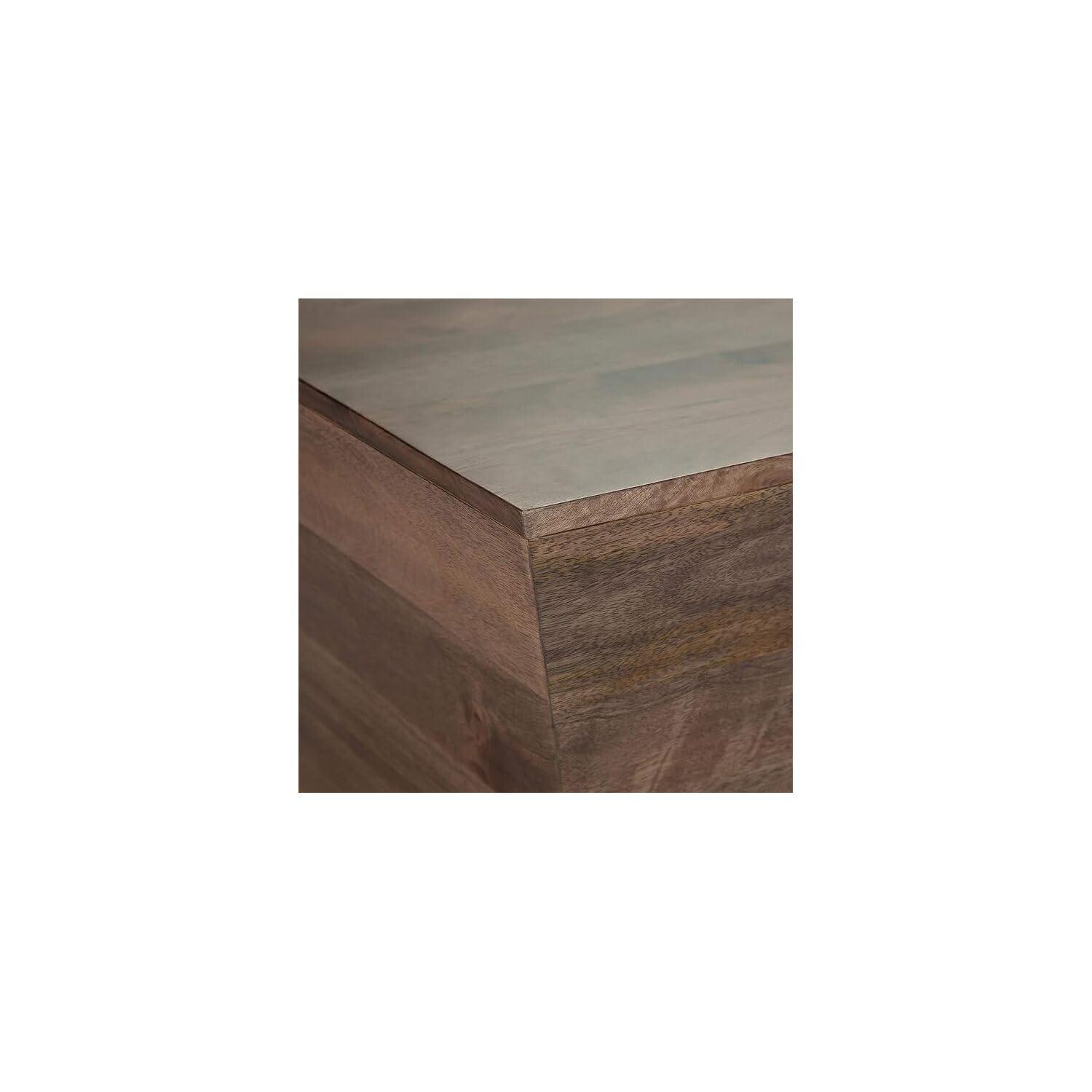 Simpli Home Abba SOLID MANGO WOOD 28 inch Wide Square Modern Coffee Table in Dark Brown, Fully Assembled