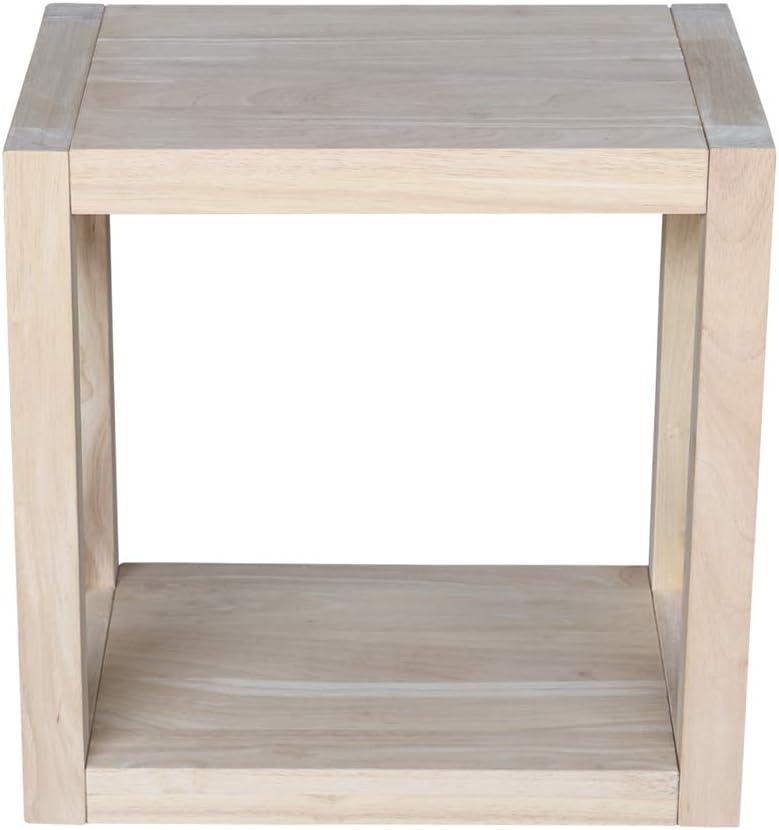 Hampton Solid Wood Narrow End Table Unfinished - International Concepts: Transitional Farmhouse Accent, Spot Clean