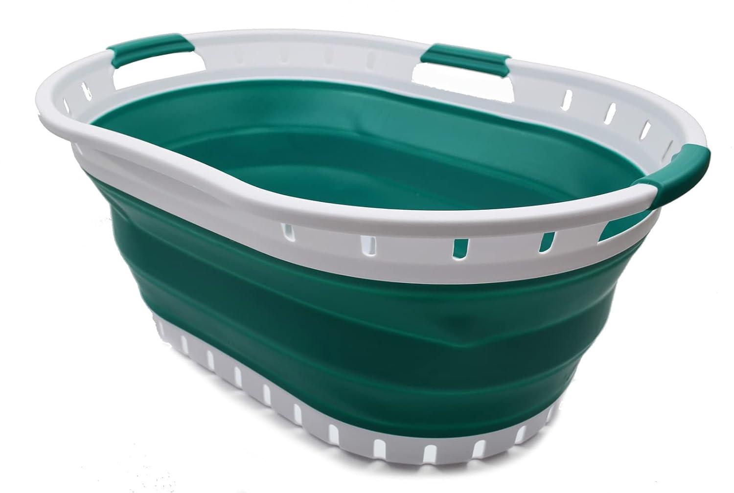SAMMART 44L Collapsible Plastic Laundry Basket - Foldable Pop Up Storage Container / Organizer - Space Saving Hamper / Basket
